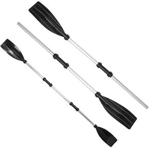 Zerone Kayak Paddle, 2Pcs Aluminium Alloy Detachable Lightweight Ribbed Blade Kayak Paddles Boat Mini Black Blade Round Grip No Direction Limit Oars