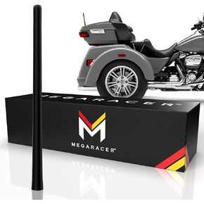 Mega Racer 7" Black Motorcycle Antenna for Harley Davidson All Models 1989-2023, Flexible Bending Rubber Antenna, Screw-On Replacement, Copper Coil Internals, Wash Safe, Pack of 1