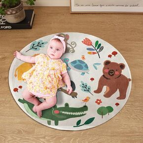 Round Nursery Rug Personalized with Name, Custom Kids Rug Soft Floor Area Rugs, Activity Crawling Play Mat for Baby Boys Toddlers Bedroom Blue Sea Dolphin(2ft/24)