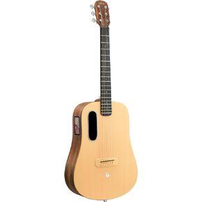 LAVA ME 4 Solid Spruce Top Series,HILAVA 2.0 Smart Acoustics Electric Guitars,right handed,with 3.5 inch TouchScreen,FreeBoost 2.0, AirFlow Bag, Woodgrain Brown/Burlywood,41 inch