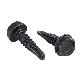 #8 x 1/2 in. Black Exterior Self Drilling Screws, Hex Washer Head (100 pcs) by Makers Bolt