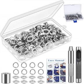 lnndong-100 Piece Silver Stainless Steel Marine Canvas and Soft Cover Snap Fit with 3-Piece Kit and Fixing Tool, Canvas Fastener, Snap Fit Kit, Heavy Duty Clasp (100 Sets)