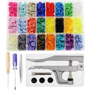 504 Sets KAM Snaps and Snap Pliers Set, Size 16 T3 Plastic Snaps Starter Fasteners Kit No-Sew Buttons for Crafts Doll Clothing Diaper Bibs Sewing 24 Colors