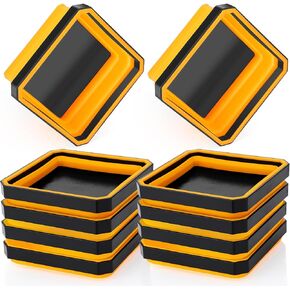 Barydat 10 Pcs Magnetic Tool Tray Collapsible Foldable Parts Trays Set Magnetic Screw Tray Magnetic Parts Bowl Square Silicone Magnetic Tool for Bolts Nuts Washers Pins Screw Parts (Blue)