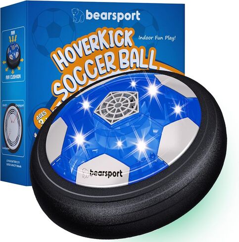 Bearsport Indoor HoverKick Soccer Ball - Rechargeable, with LED Light and Music - Fun Floating Air Soccer Game with Upgraded Foam Bumper for Kids, Toddlers, Boys, Girls in Saudi Arabia
