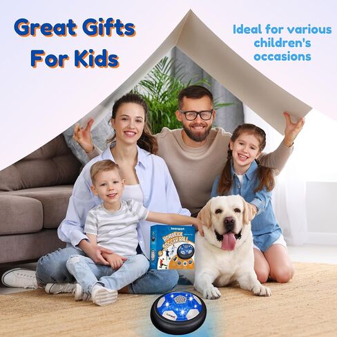 Bearsport Indoor HoverKick Soccer Ball - Rechargeable, with LED Light and Music - Fun Floating Air Soccer Game with Upgraded Foam Bumper for Kids, Toddlers, Boys, Girls in Saudi Arabia