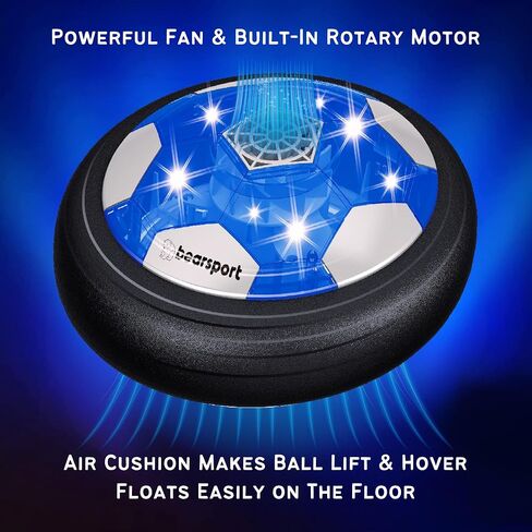Bearsport Indoor HoverKick Soccer Ball - Rechargeable, with LED Light and Music - Fun Floating Air Soccer Game with Upgraded Foam Bumper for Kids, Toddlers, Boys, Girls in Saudi Arabia
