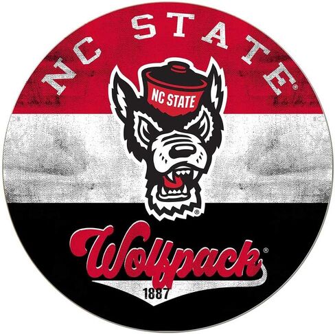 KH Sports Fan NC State Wolfpack Multi-Color Retro Circle Sign, 20x20 Inches, Wolfpack Decor for Dorm Room, Bedroom, Fan Cave, Living Room; Display Your Team Spirit with This Unique NC State Wolfpack Wall Art in Saudi Arabia