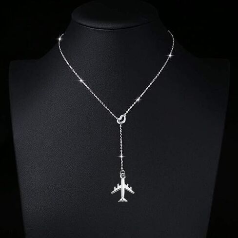 Modpide Hollow Love Heart and Airplane Lariat Y Necklace Jet Plane Jewelry for Stewardess Flight Attendant Traveler in Saudi Arabia