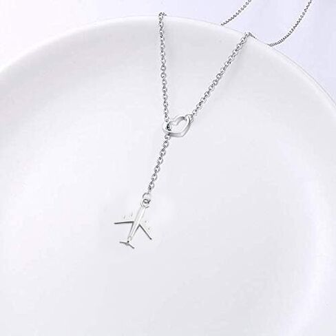 Modpide Hollow Love Heart and Airplane Lariat Y Necklace Jet Plane Jewelry for Stewardess Flight Attendant Traveler in Saudi Arabia