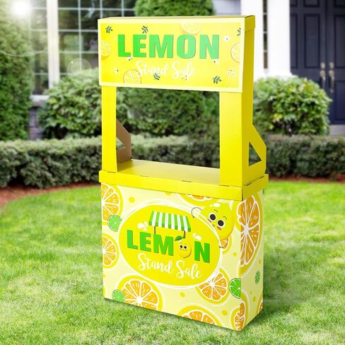Motipuns Lemon Stand Cardboard Cutout Standup Decorative Kids' Market Booth and Lemon Stand Photo Booth for Outdoor Party Decorations, 31.5 x 11 x 60 Inches in Saudi Arabia