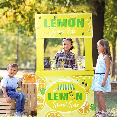 Motipuns Lemon Stand Cardboard Cutout Standup Decorative Kids' Market Booth and Lemon Stand Photo Booth for Outdoor Party Decorations, 31.5 x 11 x 60 Inches in Saudi Arabia