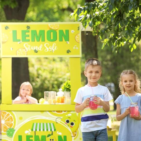 Motipuns Lemon Stand Cardboard Cutout Standup Decorative Kids' Market Booth and Lemon Stand Photo Booth for Outdoor Party Decorations, 31.5 x 11 x 60 Inches in Saudi Arabia