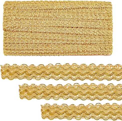 PH PandaHall 15 Yards Golden Braid Lace Trim, 15mm Wavy Woven Lace Ribbon Filigree Gimp Braid Trim for Curtain Upholstery Home Decoration Handicraft in Saudi Arabia