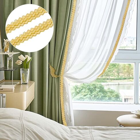 PH PandaHall 15 Yards Golden Braid Lace Trim, 15mm Wavy Woven Lace Ribbon Filigree Gimp Braid Trim for Curtain Upholstery Home Decoration Handicraft in Saudi Arabia