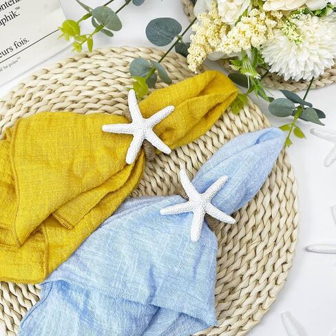 Starfish Napkin Rings Set of 12 White Sea Star Napkin Rings Bulk for Coastal Beach Dinning Table Decoration, Cute Napkin Ring Holders for Party Gathering Banquet Wedding Birthday in Saudi Arabia