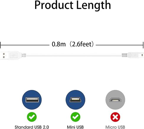 سلك كابل شحن USB بديل من Arzweyk متوافق مع Texas Instruments TI-84 Plus CE، TI-84 Plus C Silver Edition، TI 89 Titanium، TI Nspire CX CAS شاحن الآلات الحاسبة الرسومية، 3FT، أبيض in Kuwait