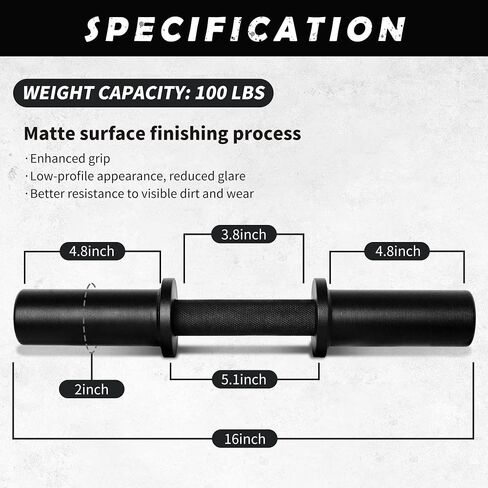 16" Olympic Dumbbell Handle, Dumbbell Bar for 2-inch Olympic Weight Plates, Loadable Dumbbells for Home Gym Strength Training, 2 Pair of Spring Collars Included Silver in Saudi Arabia