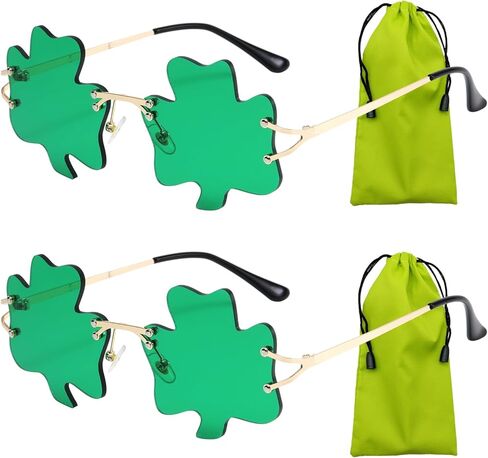 نظارات AouEtnay قطعتين من نظارة شمسية لعيد القديس باتريك الأيرلندي شامروك باللون الأخضر البرسيم Leprechaun لمستلزمات حفلات القديس باتريك in Kuwait