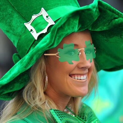 نظارات AouEtnay قطعتين من نظارة شمسية لعيد القديس باتريك الأيرلندي شامروك باللون الأخضر البرسيم Leprechaun لمستلزمات حفلات القديس باتريك in Kuwait
