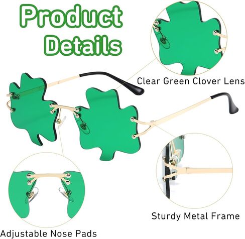 نظارات AouEtnay قطعتين من نظارة شمسية لعيد القديس باتريك الأيرلندي شامروك باللون الأخضر البرسيم Leprechaun لمستلزمات حفلات القديس باتريك in Kuwait