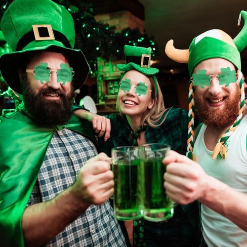 نظارات AouEtnay قطعتين من نظارة شمسية لعيد القديس باتريك الأيرلندي شامروك باللون الأخضر البرسيم Leprechaun لمستلزمات حفلات القديس باتريك in Kuwait