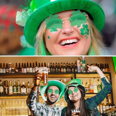 نظارات AouEtnay قطعتين من نظارة شمسية لعيد القديس باتريك الأيرلندي شامروك باللون الأخضر البرسيم Leprechaun لمستلزمات حفلات القديس باتريك in Kuwait