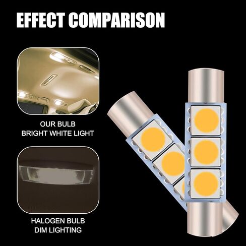 10 PCS T6 5050 Car LED Sun Visor Lights, 28MM 12V 300LM Super Bright Waterproof Vehicle Reading Light Bulb Replacement, Universal Automotive Roof Light Accessories (Blue Light) in Kuwait