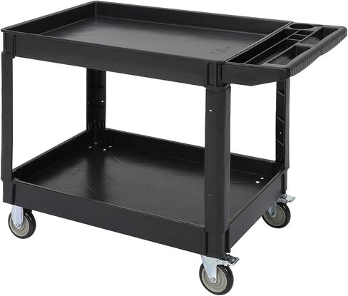 Service Cart 2-Shelf, Storage Handle, 500 lbs Capacity, for Warehouse/Garage/Cleaning/Manufacturing，45"X25" in Kuwait