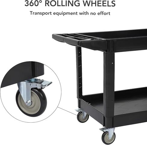 Service Cart 2-Shelf, Storage Handle, 500 lbs Capacity, for Warehouse/Garage/Cleaning/Manufacturing，45"X25" in Kuwait