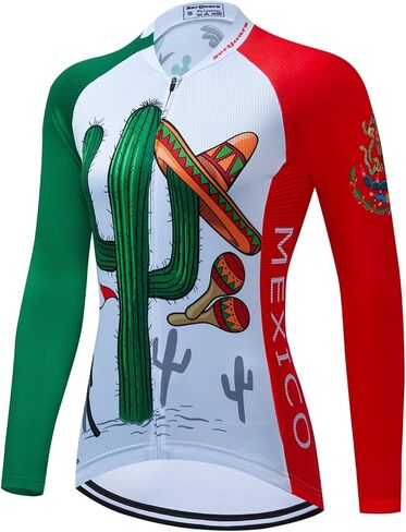 قمصان Serijoars النسائية طويلة الأكمام لركوب الدراجات MTB، قمصان سريعة الجفاف للدراجة مع شريط عاكس in Kuwait