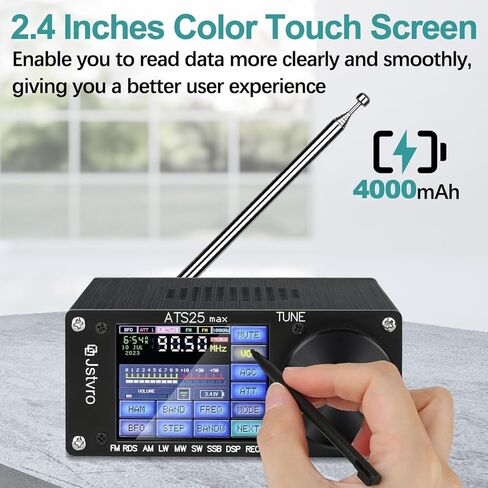 SI4732 ATS-25MAX Radio Receiver, 5.2b Full-Band Portable Radio Builted-in 4000mAh Lithium Battery, FM LW MW & SW SSB DSP Receiver with 2.4 Touch Screen in Kuwait