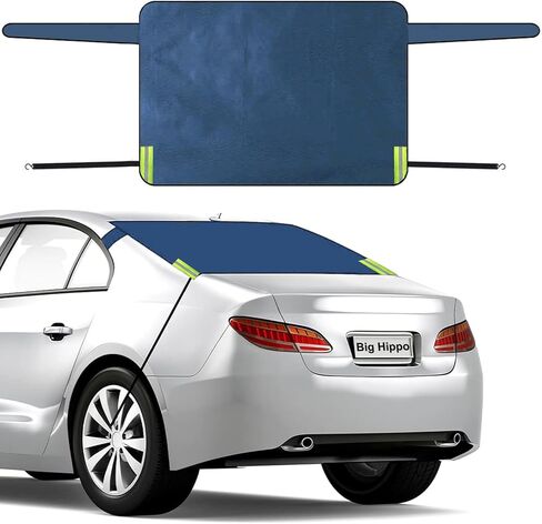 غطاء ثلجي للزجاج الأمامي الخلفي لفرس النهر الكبير مناسب لجميع الأحوال الجوية للنافذة الخلفية غطاء الصقيع 600D أكسفورد للسيارة غطاء الزجاج الأمامي الخلفي لشتاء السيارة يناسب شاحنة سيدان SUV Van، أزرق (57.1 بوصة × 35.4 بوصة) in Kuwait