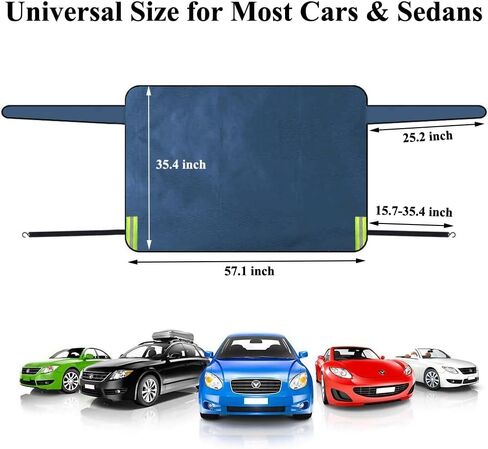 غطاء ثلجي للزجاج الأمامي الخلفي لفرس النهر الكبير مناسب لجميع الأحوال الجوية للنافذة الخلفية غطاء الصقيع 600D أكسفورد للسيارة غطاء الزجاج الأمامي الخلفي لشتاء السيارة يناسب شاحنة سيدان SUV Van، أزرق (57.1 بوصة × 35.4 بوصة) in Kuwait