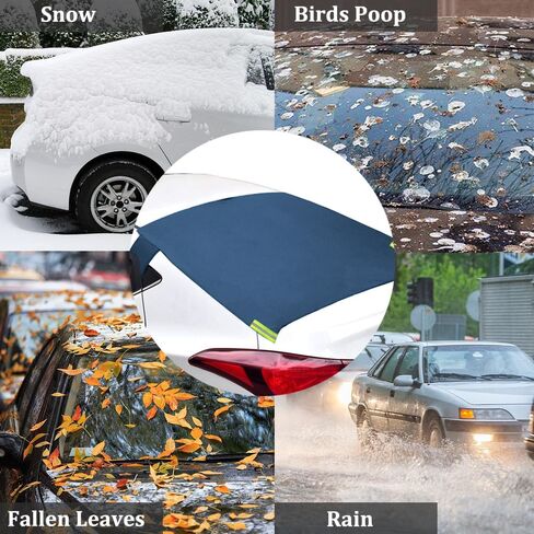 غطاء ثلجي للزجاج الأمامي الخلفي لفرس النهر الكبير مناسب لجميع الأحوال الجوية للنافذة الخلفية غطاء الصقيع 600D أكسفورد للسيارة غطاء الزجاج الأمامي الخلفي لشتاء السيارة يناسب شاحنة سيدان SUV Van، أزرق (57.1 بوصة × 35.4 بوصة) in Kuwait