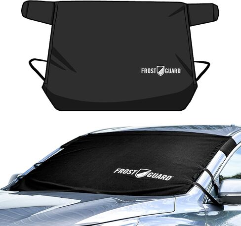 FrostGuard Glove | Car Windshield Cover for Ice and Snow - Standard Size, Fits Sedans and Compact Cars - Features Elastic Loops, Security Panels + Storage Pouch - Black, Measures 59 x 41 Inches in Kuwait