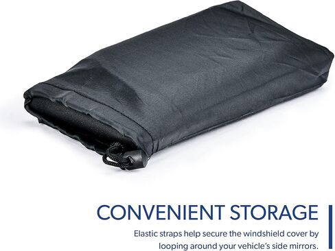 FrostGuard Glove | Car Windshield Cover for Ice and Snow - Standard Size, Fits Sedans and Compact Cars - Features Elastic Loops, Security Panels + Storage Pouch - Black, Measures 59 x 41 Inches in Kuwait