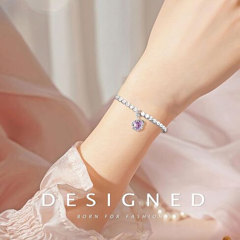 NUJIFFY 925 Sterling Silver Charms Beads for Bracelets & Necklaces, Pink Heart Charm Birthday Gifts Crystal Pendant Jewelry for Women Men Teens in Kuwait