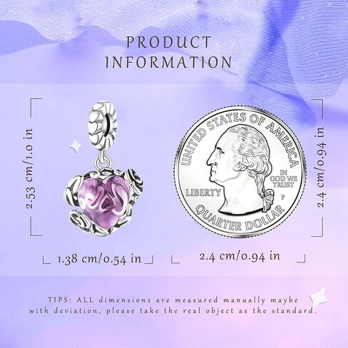 NUJIFFY 925 Sterling Silver Charms Beads for Bracelets & Necklaces, Pink Heart Charm Birthday Gifts Crystal Pendant Jewelry for Women Men Teens in Kuwait