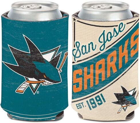 علبة تبريد من Caseys NHL San Jose Sharks ذات التصميم العتيق، عبوة واحدة 12 أونصة. (قابل للطي، تصميم على الوجهين)، أحمر، أسود، أبيض in Saudi Arabia