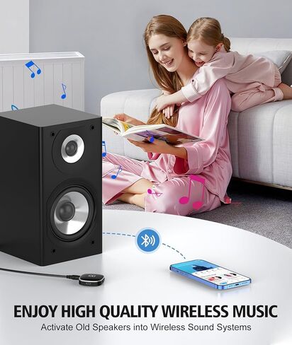 محول BCADON Bluetooth AUX للسيارة، جهاز استقبال بلوتوث 5.3 مع شاشة LED، محول سيارة بلوتوث للستيريو المنزلي/سماعات الرأس السلكية/مكبر الصوت، اتصال مزدوج، ميكروفون HiFi مدمج in Kuwait