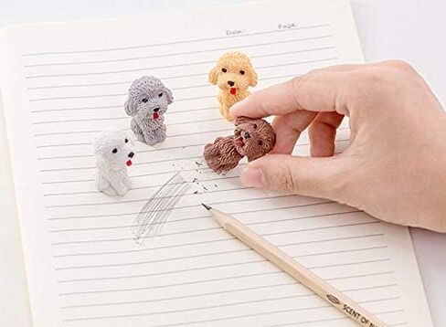 Exasinine 36Pcs Animal Pencil Erasers Toppers, Pencil Eraser Tops, Poodle Eraser Dog Shape Eraser Desk Pet Erasers for Children Gift Prizes in Kuwait