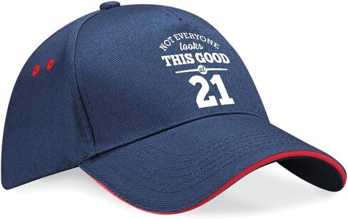 21st Birthday Gift Baseball Cap Hat Idea 21 Present keepsake for Women Men Twenty One (Navy/Red) in Saudi Arabia