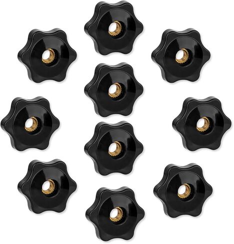 Bewudy 10 Pack 6-Star Knob, 1/4"-20 Inch Knob Screw-On Type Threaded Knob, M6 Through Hole Knob Female Thread Clamping Nut for Mechanical Equipment in Kuwait