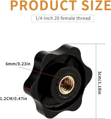 Bewudy 10 Pack 6-Star Knob, 1/4"-20 Inch Knob Screw-On Type Threaded Knob, M6 Through Hole Knob Female Thread Clamping Nut for Mechanical Equipment in Kuwait