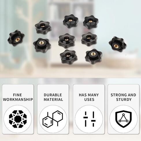 Bewudy 10 Pack 6-Star Knob, 1/4"-20 Inch Knob Screw-On Type Threaded Knob, M6 Through Hole Knob Female Thread Clamping Nut for Mechanical Equipment in Kuwait