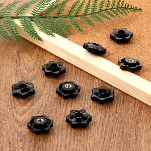 Bewudy 10 Pack 6-Star Knob, 1/4"-20 Inch Knob Screw-On Type Threaded Knob, M6 Through Hole Knob Female Thread Clamping Nut for Mechanical Equipment in Kuwait