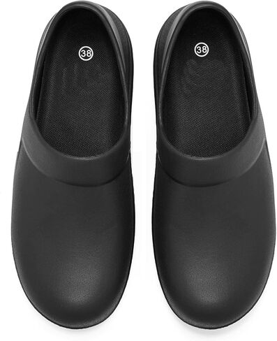 حذاء عمل Alcubieree غير قابل للانزلاق للنساء لخدمة الطعام سهل الارتداء للتمريض، مريح مقاوم للماء ومقاوم للزيوت، حذاء مطعم خفيف الوزن لطيف أسود مقاس 8.5 in Kuwait