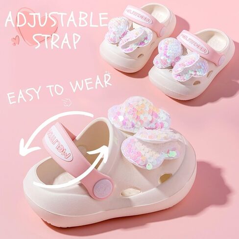 Acdoslow Toddler Little Kids Garden Clogs Girls Slides Butterfly Slip On Water Shoes Non-Slip Summer Beach Pool Shower Slippers in Saudi Arabia