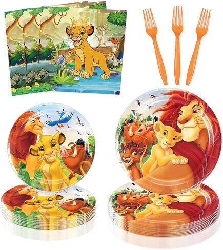 80 Pcs Lion King Party Supplies Disposable Tableware Include Plates,Cupsand Napkins for Girls and Boys Lion King Party Decoration (Serves 20) in Kuwait